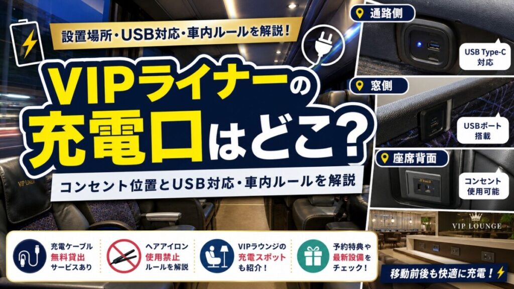 VIPライナーの充電口はどこ？コンセント位置とUSB対応・車内ルールを解説
